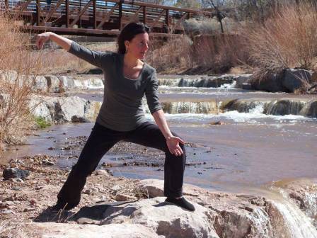 Jill Basso in Snake pose - Desert Sage Tai Chi Classes, Santa Fe